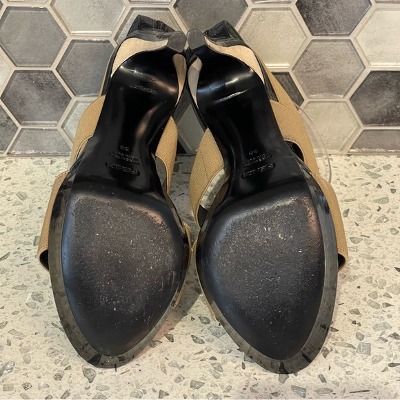 Fendi Tan Vernice Elastic Strap Heels - Picture 3 of 7